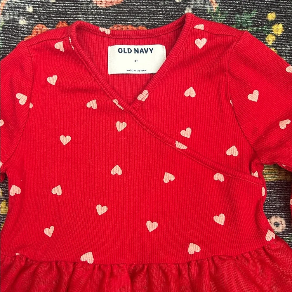 Old Navy Toddler Red & Pink Hearts Tulle Dress, Size 2T